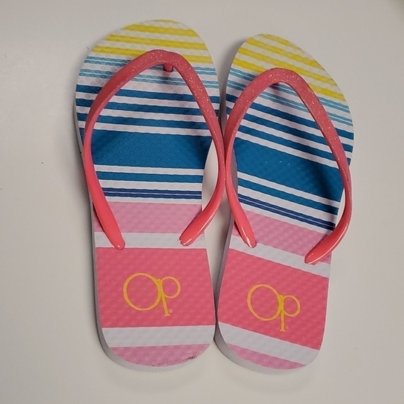 OP bight pink/yellow flip flops -  5/6 - Picture 2 of 6